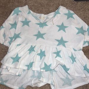 Altar’d State, xs, Blue and white star crop